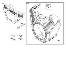 Blower Housing Group Diagram and Parts List for 540477-2224-01 400000 - 699999 Briggs and Stratton Engine